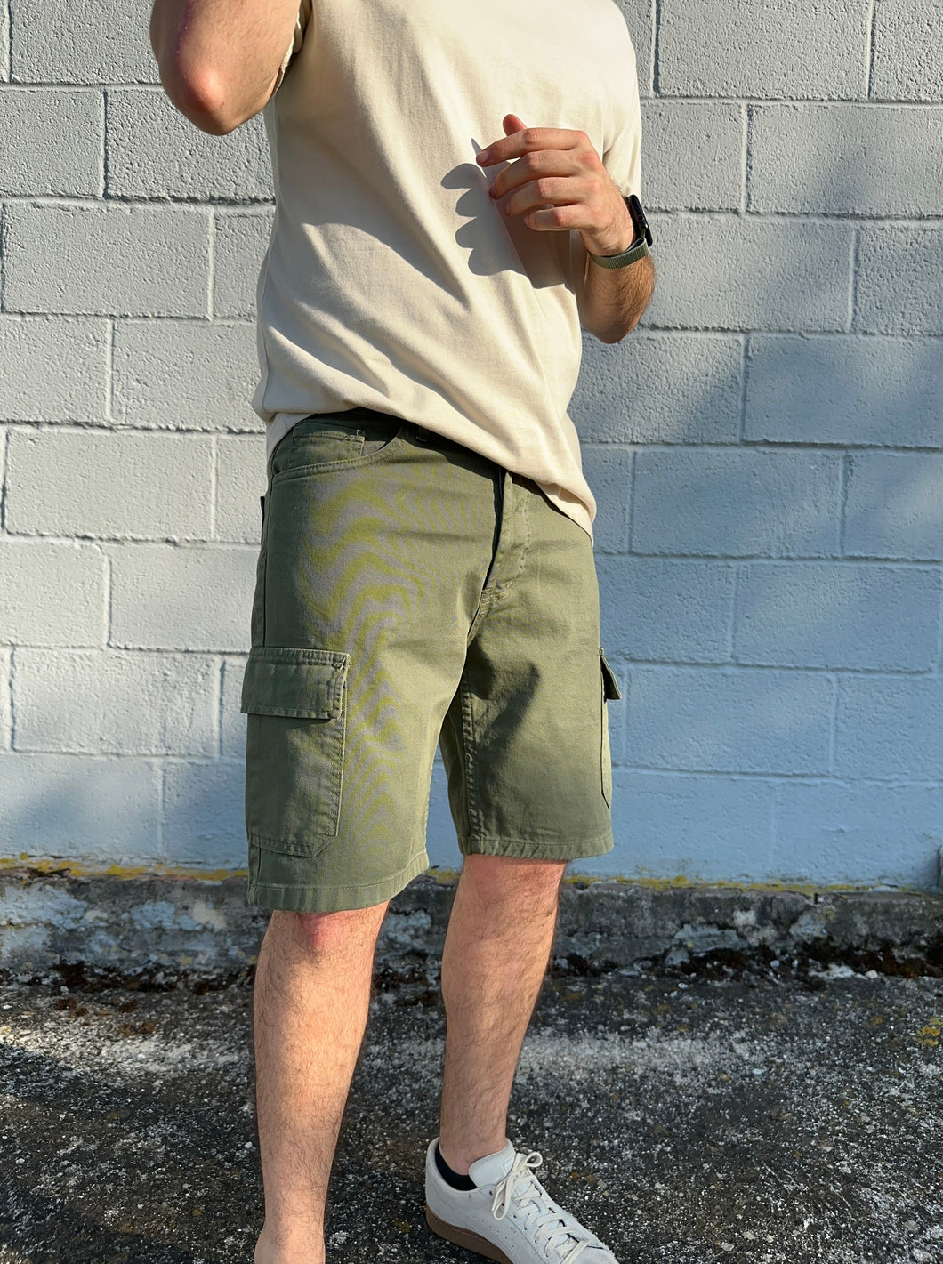 Bermuda Jeans Cargo - Verde Militare